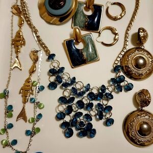Elegant Gold and Turquoise Vintage Jewelry Lot